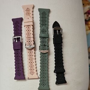 Elegant Silicone Watch Band Set - Purple, Pink, Green, Black.